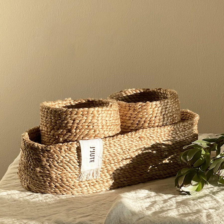 J'Jute Newport Oval Tray Jute Basket small