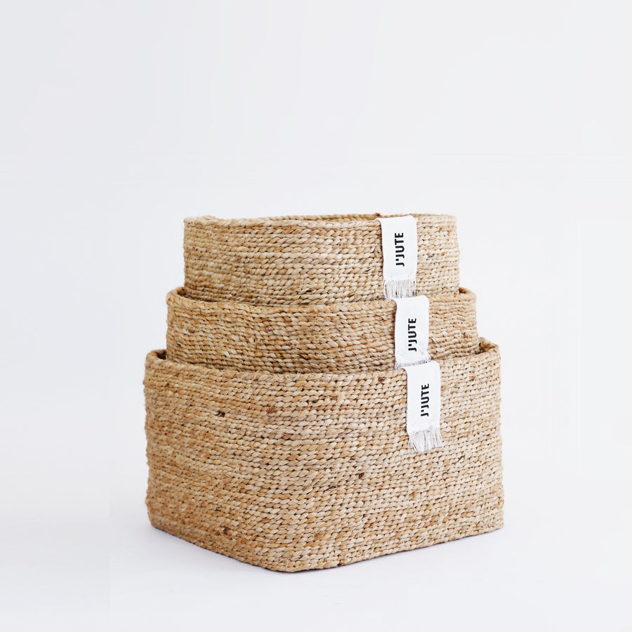 GATEWAY RECTANGULAR SET OF 3 JUTE BASKETS