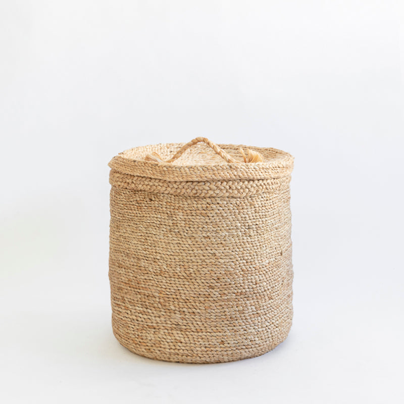 ROUND JUTE BASKET LID TOP NATURAL J'Jute USA