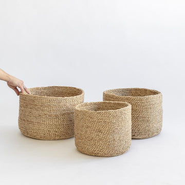 J'Jute EDITION ROUND SET OF 3 JUTE BASKETS