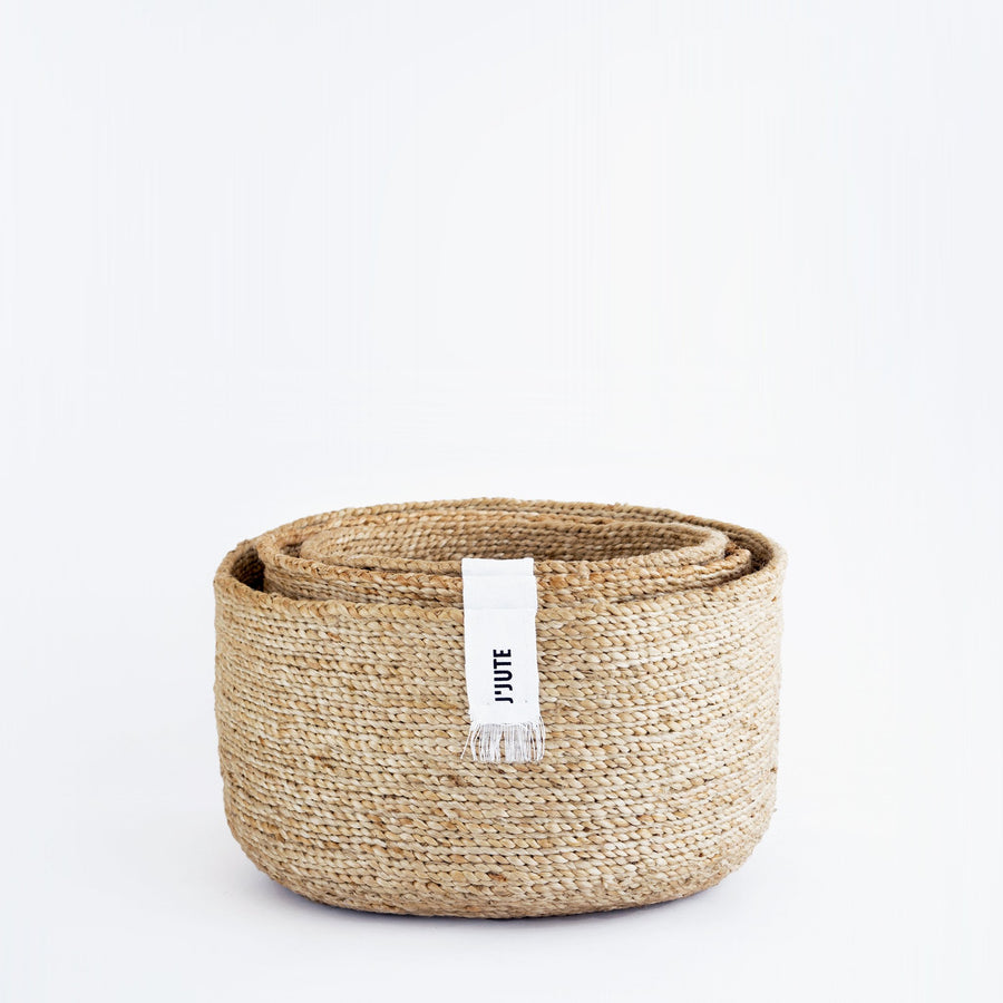 J'Jute EDITION ROUND SET OF 3 JUTE BASKETS